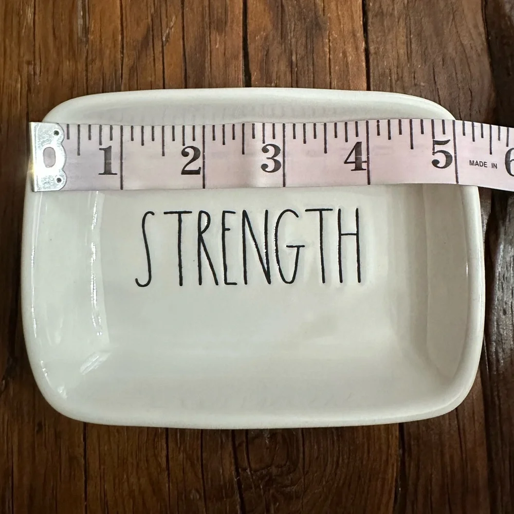 Rae Dunn Strength Trinket Tray in White